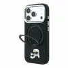 Karl Lagerfeld PU Grained K&CH Heads MagSafe tok gyűrűs állvánnyal iPhone 18 Pro Max készülékhez fekete