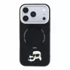 Karl Lagerfeld PU Grained K&CH Heads MagSafe tok gyűrűs állvánnyal iPhone 18 Pro Max készülékhez fekete