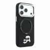 Karl Lagerfeld PU Grained K&CH Heads MagSafe tok gyűrűs állvánnyal iPhone 18 Pro Max készülékhez fekete