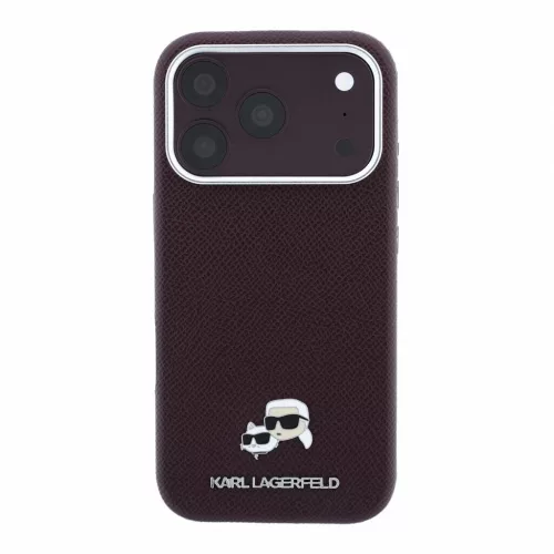 Karl Lagerfeld PU Grained Semi Wrap K&CH Heads MagSafe tok iPhone 18 Pro Max készülékhez bordó