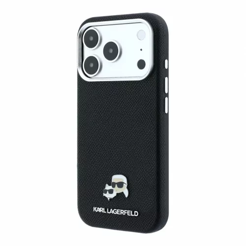 Karl Lagerfeld PU Grained Semi Wrap K&CH Heads MagSafe tok iPhone 18 Pro készülékhez fekete