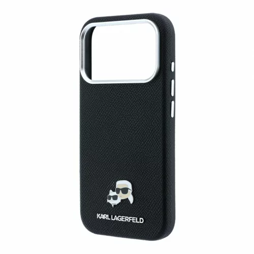 Karl Lagerfeld PU Grained Semi Wrap K&CH Heads MagSafe tok iPhone 18 Pro készülékhez fekete