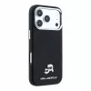 Karl Lagerfeld PU Grained Semi Wrap K&CH Heads MagSafe tok iPhone 18 Pro Max készülékhez, fekete