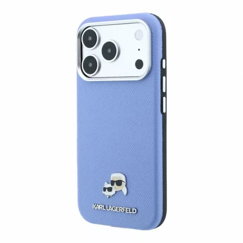 Karl Lagerfeld PU Grained Semi Wrap K&CH Heads MagSafe tok iPhone 18 Pro készülékhez kék