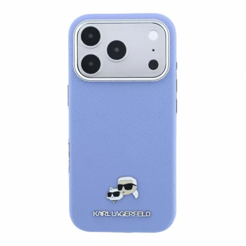 Karl Lagerfeld PU Grained Semi Wrap K&CH Heads MagSafe tok iPhone 18 Pro készülékhez kék
