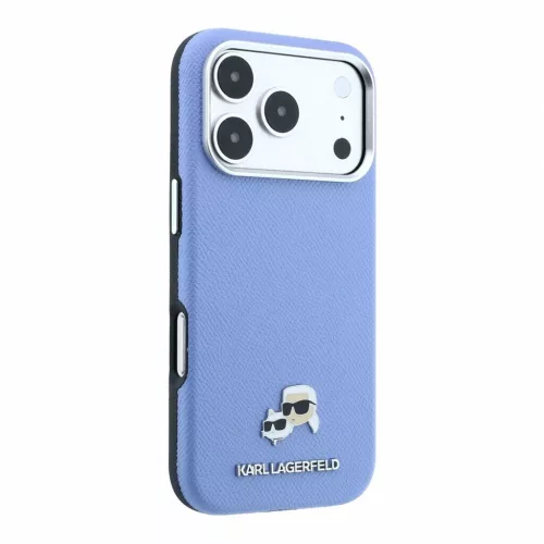 Karl Lagerfeld PU Grained Semi Wrap K&CH Heads MagSafe tok iPhone 18 Pro készülékhez kék
