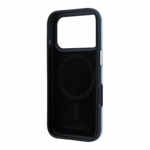 Karl Lagerfeld PU Grained Semi Wrap K&CH Heads MagSafe tok iPhone 18 Pro készülékhez kék