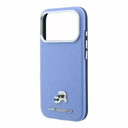 Karl Lagerfeld PU Grained Semi Wrap K&CH Heads MagSafe tok iPhone 18 Pro Max készülékhez kék