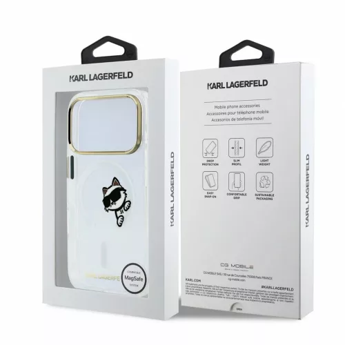 Karl Lagerfeld IML Choupette Peekaboo MagSafe tok iPhone 18 Pro Max készülékhez, átlátszó