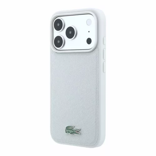Lacoste PVC Iconic Petit Pique fém logós MagSafe tok iPhone 18 Pro készülékhez világosszürke