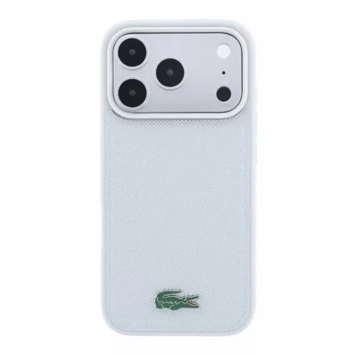Lacoste PVC Iconic Petit Pique fém logós MagSafe tok iPhone 18 Pro készülékhez világosszürke