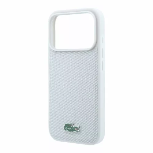Lacoste PVC Iconic Petit Pique fém logós MagSafe tok iPhone 18 Pro készülékhez világosszürke