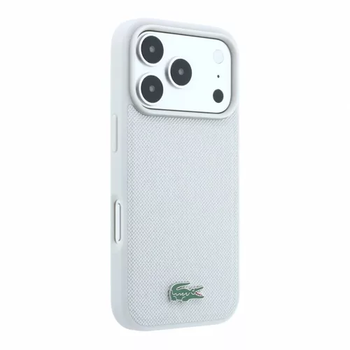 Lacoste PVC Iconic Petit Pique fém logós MagSafe tok iPhone 18 Pro Max készülékhez világosszürke