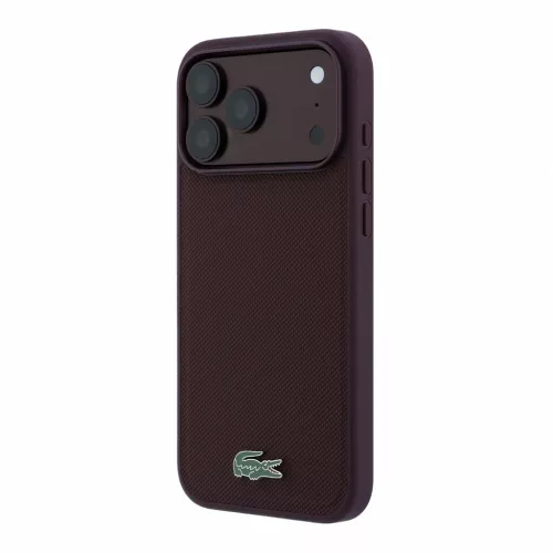 Lacoste PVC Iconic Petit Pique Metal Logo MagSafe tok iPhone 18 Pro készülékhez, bordó