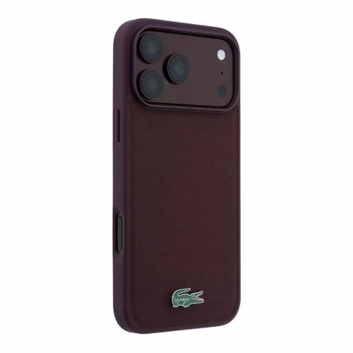 Lacoste PVC Iconic Petit Pique Metal Logo MagSafe tok iPhone 18 Pro készülékhez, bordó