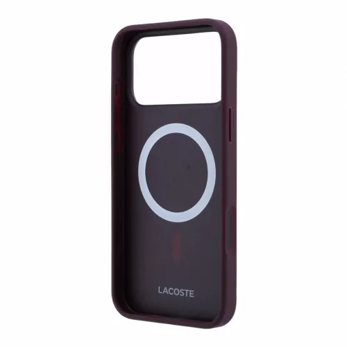 Lacoste PVC Iconic Petit Pique Metal Logo MagSafe tok iPhone 18 Pro készülékhez, bordó