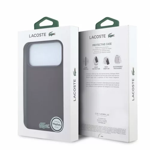 Lacoste PVC Iconic Petit Pique Metal Logo MagSafe tok iPhone 18 Pro készülékhez, bordó
