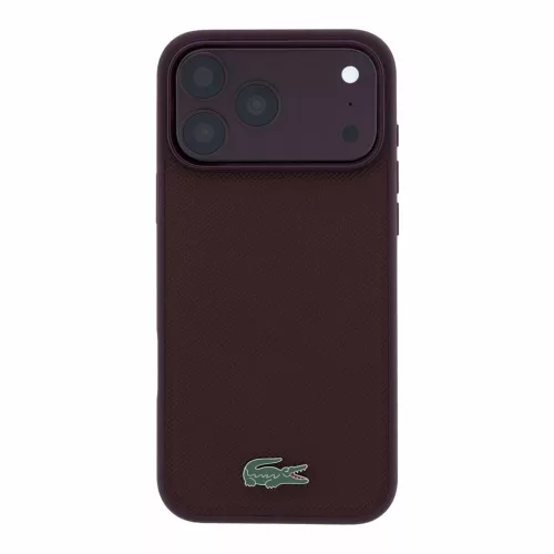 Lacoste PVC Iconic Petit Pique Metal Logo MagSafe tok iPhone 18 Pro Max készülékhez, bordó