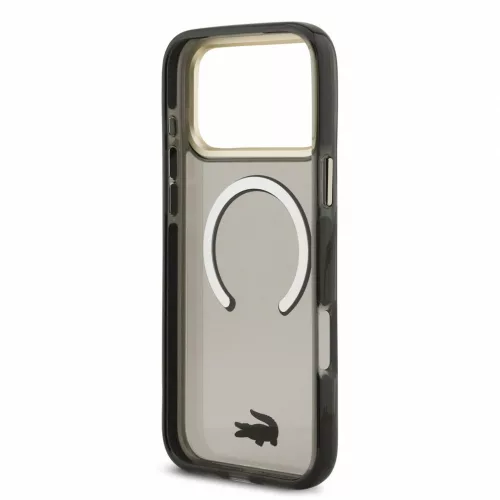 Lacoste IML Shockproof Petit Pique Gold Logo MagSafe tok iPhone 18 Pro Max készülékhez fekete