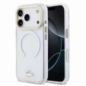   Lacoste iPhone 18 Pro készülékhez IML Petit Pique arany logós ütésálló MagSafe tok átlátszó