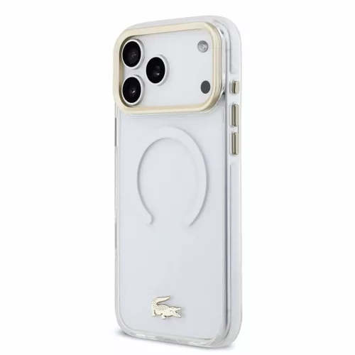 Lacoste IML ütésálló Petit Pique Gold Logo MagSafe tok iPhone 18 Pro Max készülékhez átlátszó
