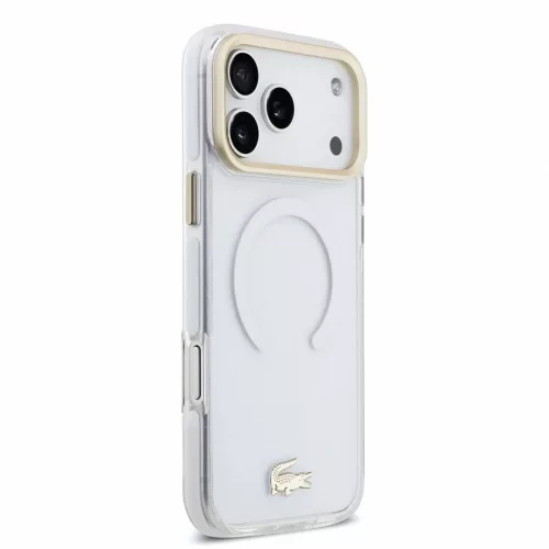 Lacoste IML ütésálló Petit Pique Gold Logo MagSafe tok iPhone 18 Pro Max készülékhez átlátszó