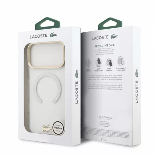 Lacoste IML ütésálló Petit Pique Gold Logo MagSafe tok iPhone 18 Pro Max készülékhez átlátszó