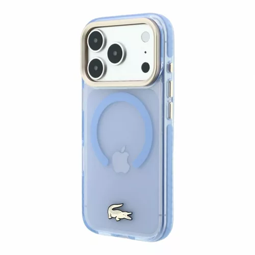Lacoste IML Petit Pique Gold Logo ütésálló MagSafe tok iPhone 18 Pro készülékhez kék