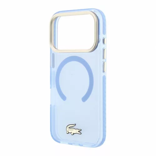 Lacoste IML Petit Pique Gold Logo ütésálló MagSafe tok iPhone 18 Pro készülékhez kék