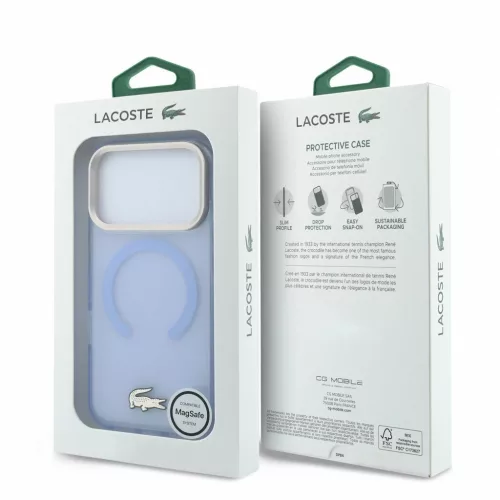 Lacoste IML Petit Pique Gold Logo ütésálló MagSafe tok iPhone 18 Pro készülékhez kék