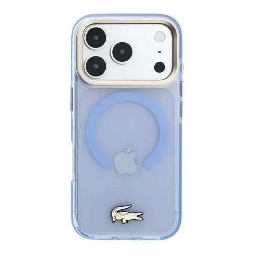 Lacoste IML Petit Pique Gold Logo ütésálló MagSafe tok iPhone 18 Pro Max készülékhez kék