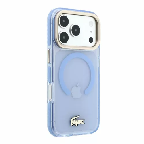 Lacoste IML Petit Pique Gold Logo ütésálló MagSafe tok iPhone 18 Pro Max készülékhez kék