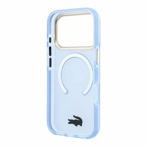 Lacoste IML Petit Pique Gold Logo ütésálló MagSafe tok iPhone 18 Pro Max készülékhez kék