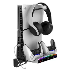   iPega P5S011 falra szerelhető állvány PS5/PS5 Slim/PS5 Pro konzolokhoz, dupla töltőállomás PS5 kontrollerekhez (sérült csomagolás)