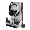 iPega P5S011 falra szerelhető állvány PS5/PS5 Slim/PS5 Pro konzolokhoz, dupla töltőállomás PS5 kontrollerekhez (sérült csomagolás)