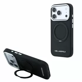   Karl Lagerfeld PU Saffiano Ring Stand MagSafe tok iPhone 18 Pro készülékhez fekete