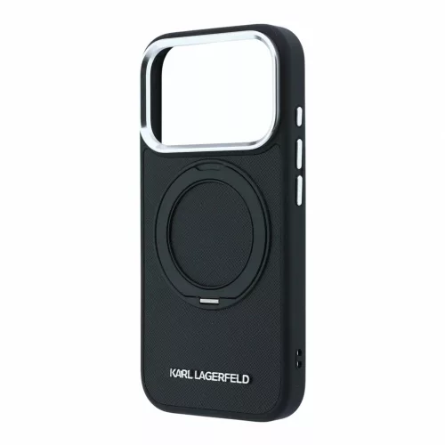 Karl Lagerfeld PU Saffiano Ring Stand MagSafe tok iPhone 18 Pro készülékhez fekete