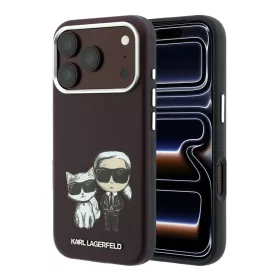   Karl Lagerfeld PU Semi Wrap Smooth Sketch Bodies Magsafe tok iPhone 18 Pro készülékhez bordó