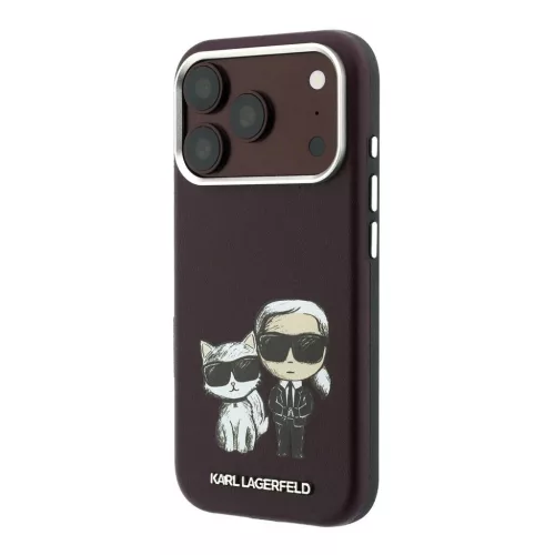 Karl Lagerfeld PU Semi Wrap Smooth Sketch Bodies Magsafe tok iPhone 18 Pro készülékhez bordó