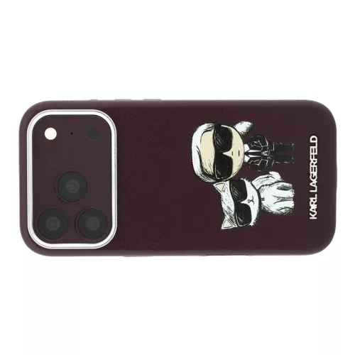 Karl Lagerfeld PU Semi Wrap Smooth Sketch Bodies Magsafe tok iPhone 18 Pro készülékhez bordó