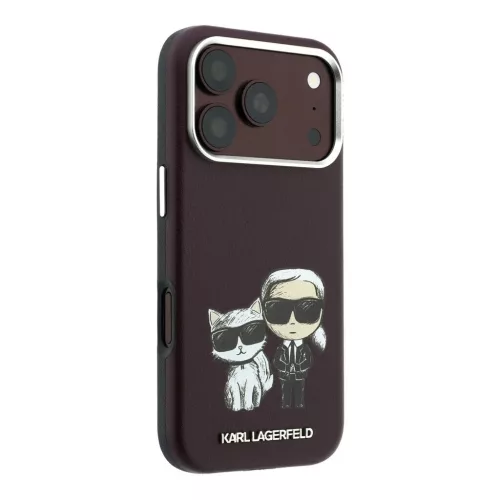 Karl Lagerfeld PU Semi Wrap Smooth Sketch Bodies Magsafe tok iPhone 18 Pro készülékhez bordó