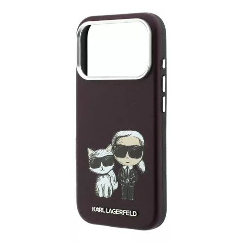 Karl Lagerfeld PU Semi Wrap Smooth Sketch Bodies Magsafe tok iPhone 18 Pro készülékhez bordó