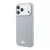 Lacoste PU bőr Champs Elysees arany logós MagSafe tok iPhone 18 Pro készülékhez világosszürke