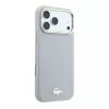 Lacoste PU Leather Champs Elysees Gold Logo MagSafe tok iPhone 18 Pro Max készülékhez világosszürke