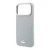 Lacoste PU Leather Champs Elysees Gold Logo MagSafe tok iPhone 18 Pro Max készülékhez világosszürke