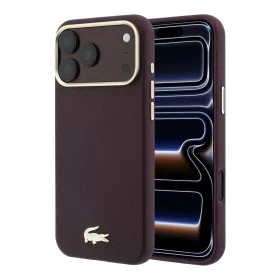   Lacoste PU bőr Champs Elysees arany logós MagSafe tok iPhone 18 Pro készülékhez bordó