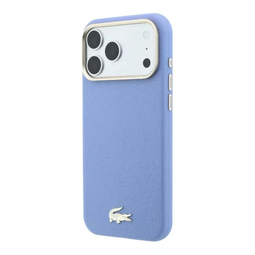 Lacoste PU bőr Champs Elysees arany logós MagSafe tok iPhone 18 Pro készülékhez kék
