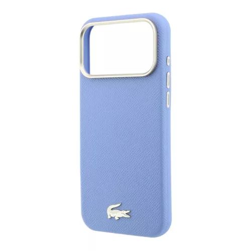 Lacoste PU bőr Champs Elysees arany logós MagSafe tok iPhone 18 Pro készülékhez kék