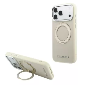   Karl Lagerfeld PU Saffiano MagSafe gyűrűs állvány tok iPhone 18 Pro készülékhez bézs