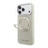 Karl Lagerfeld PU Saffiano gyűrűs állványos MagSafe tok iPhone 18 Pro Max készülékhez bézs